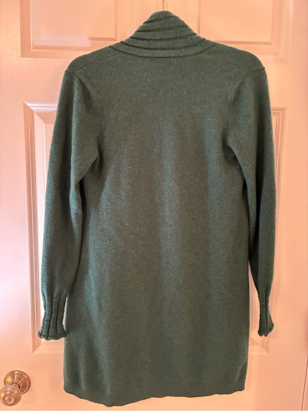 KINROSS Size Small Green Olive Cashmere Shawl Collar Open Front Cardigan - Picture 6 of 6